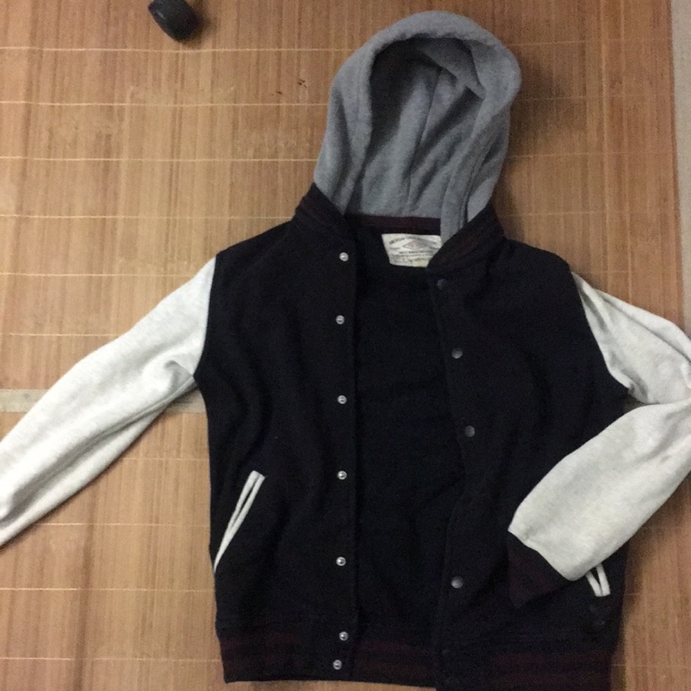 American eagle fleece lined, jersey varsity jacket